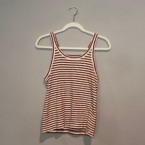 Madewell Ribbed Stripe Tank Top- Burnt Orange and Cream